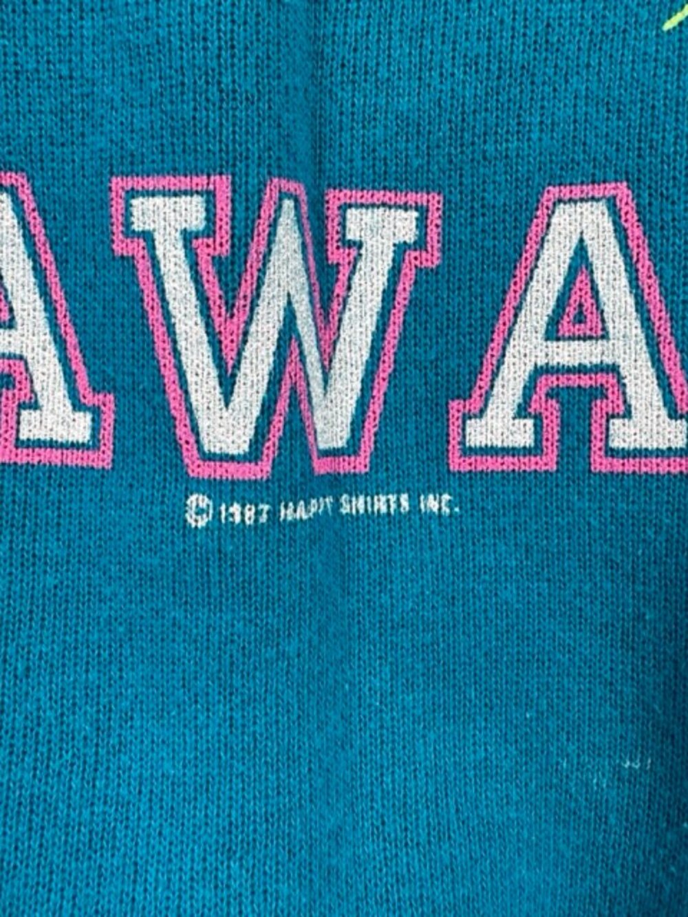 Vintage Gecko Hawaii U Pullover Sweatshirt USA M 38" Blue Long Sleeve 80s - Picture 3 of 10